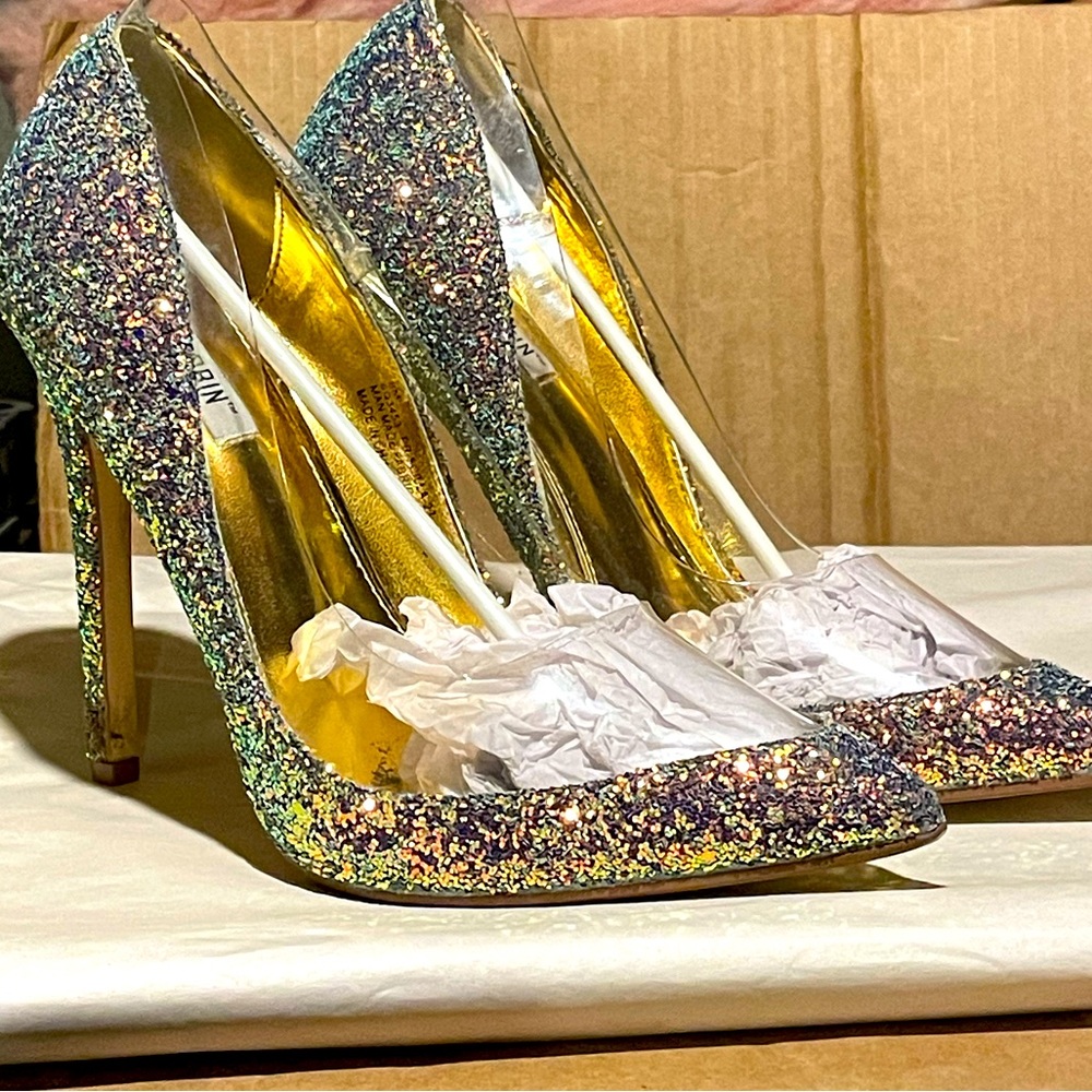 Multi colored glitter heels